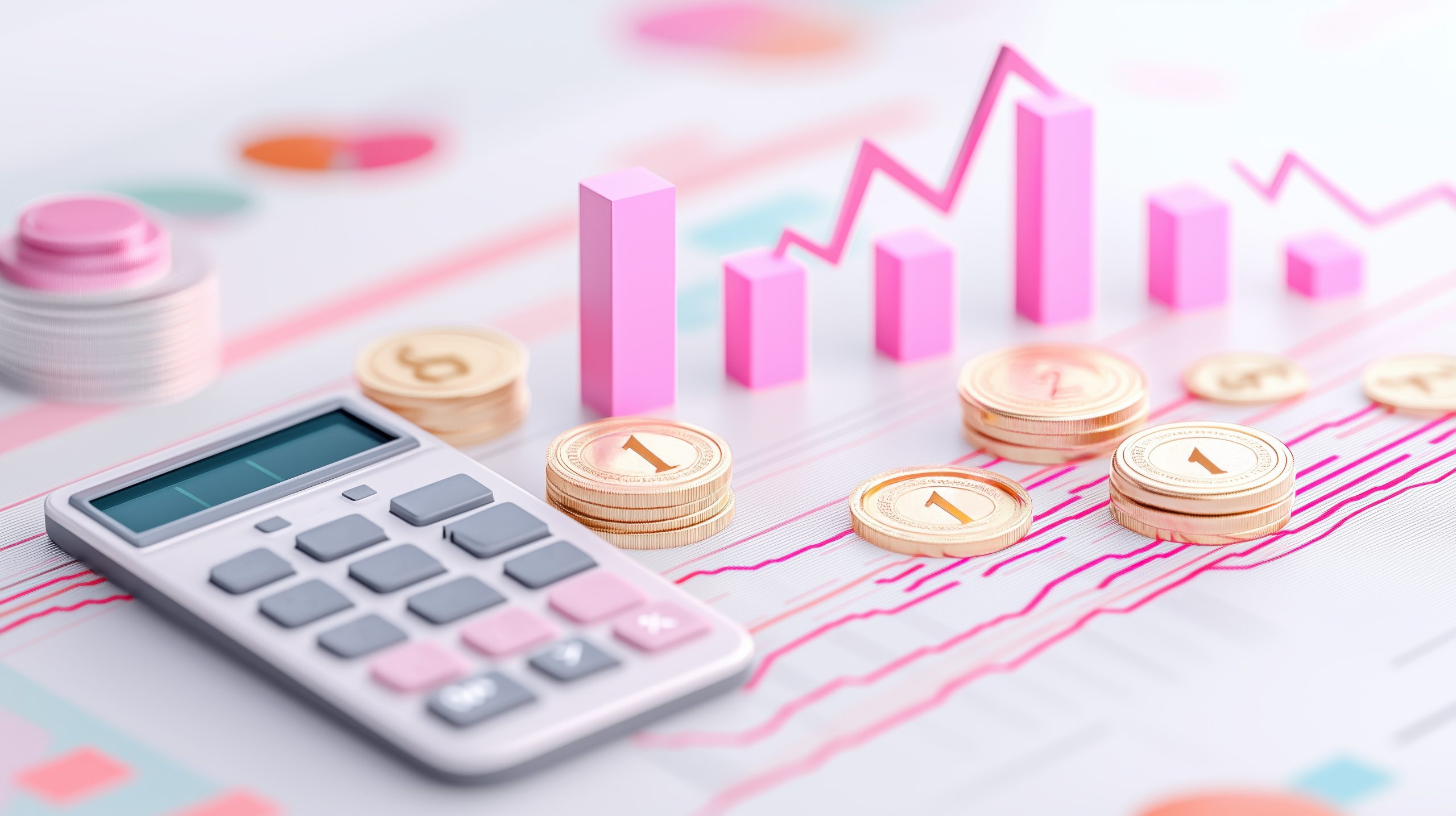 Payroll Giving Calculator With Coins And Growth Chart, Symbolising Savings